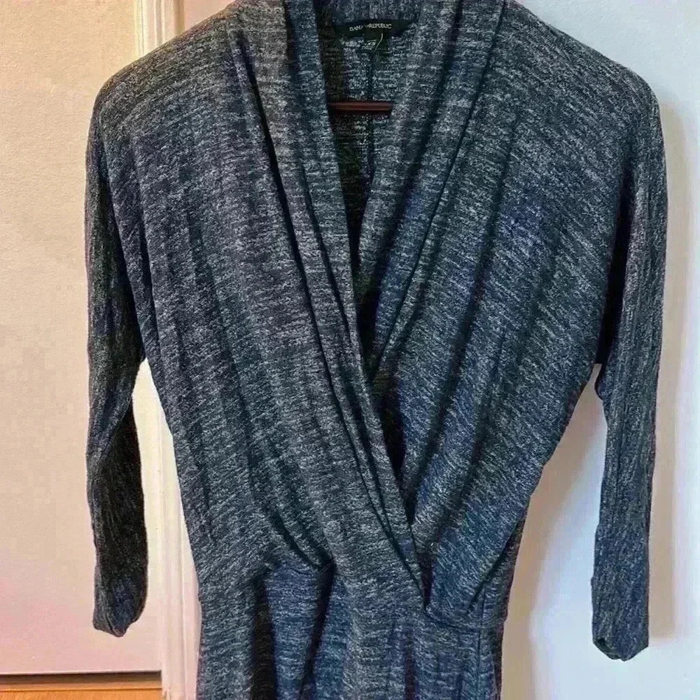 Banana Republic Blue V Neck Long Sleeve Sweater Dress